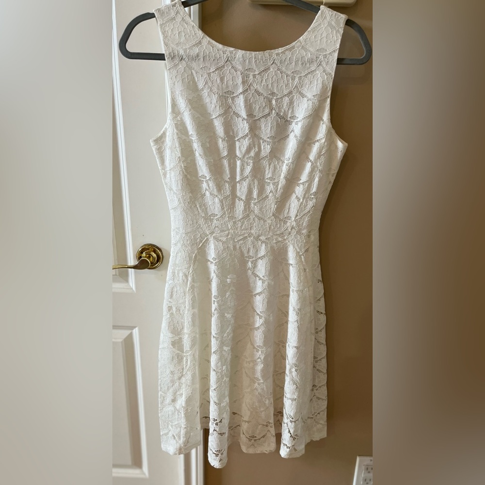 Aqua white lace dress